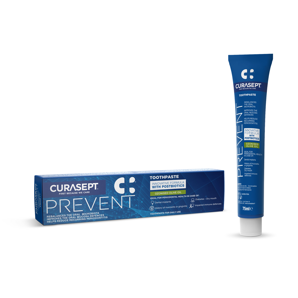 toothpaste and pack Curasept Prevent